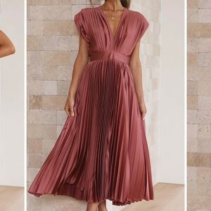 Elegant Pleated Pink Dress